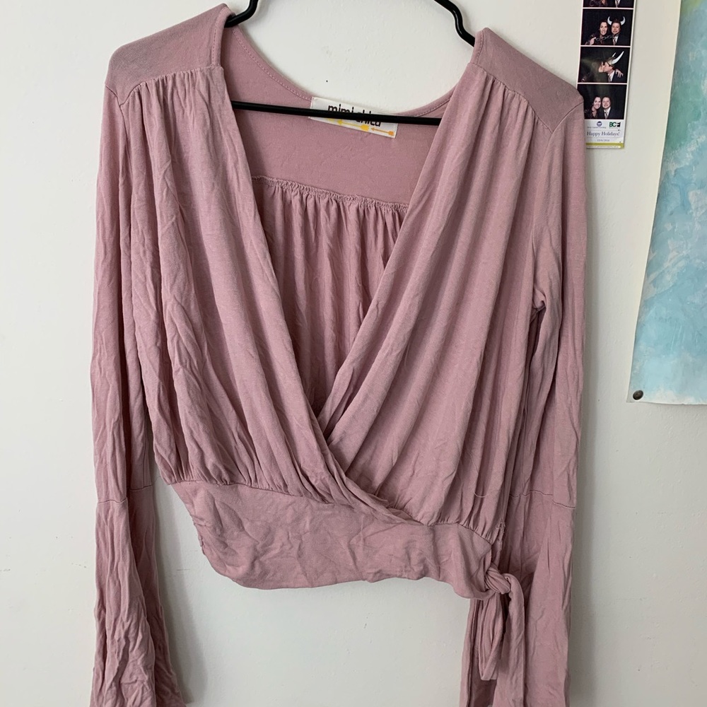 Deep vneck wrap tie top